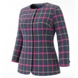 John Meyer of Norwich Wool/Poly Blend Checkered Blazer Multi Color, Size: 26W